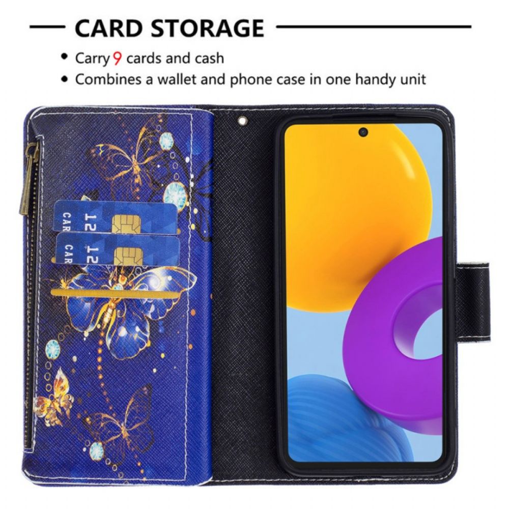 Flip Case voor Samsung Galaxy M52 5G Vuurwerk Vlinders