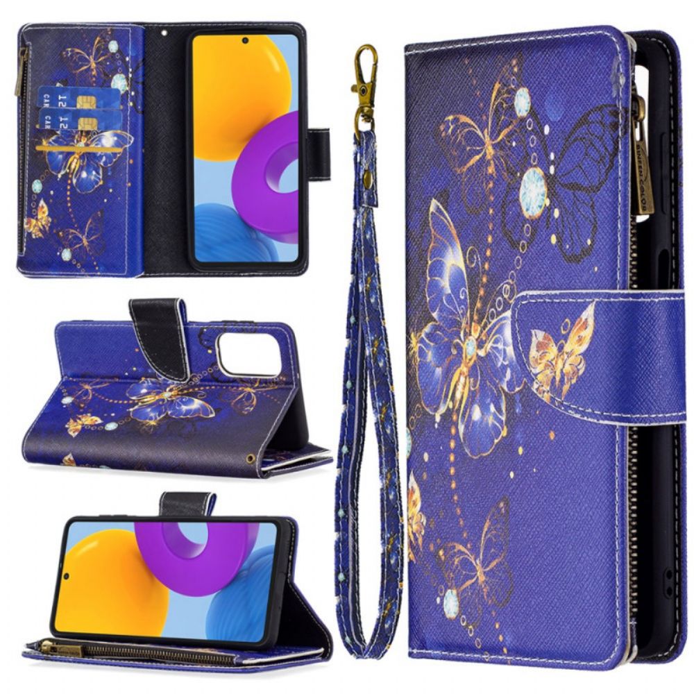 Flip Case voor Samsung Galaxy M52 5G Vuurwerk Vlinders