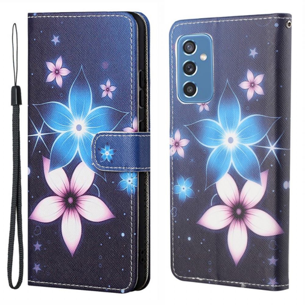 Folio-hoesje voor Samsung Galaxy M52 5G Gloeiende Bloemen