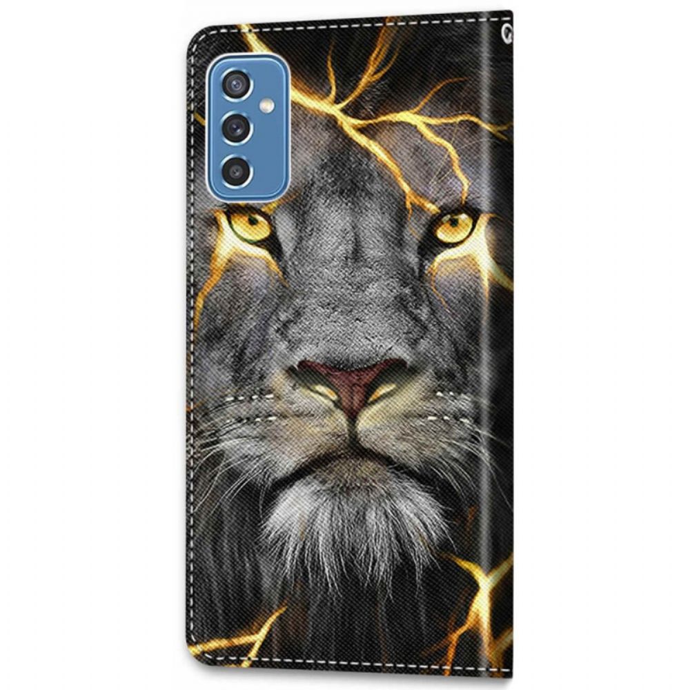 Folio-hoesje voor Samsung Galaxy M52 5G Glow In The Dark Leeuw