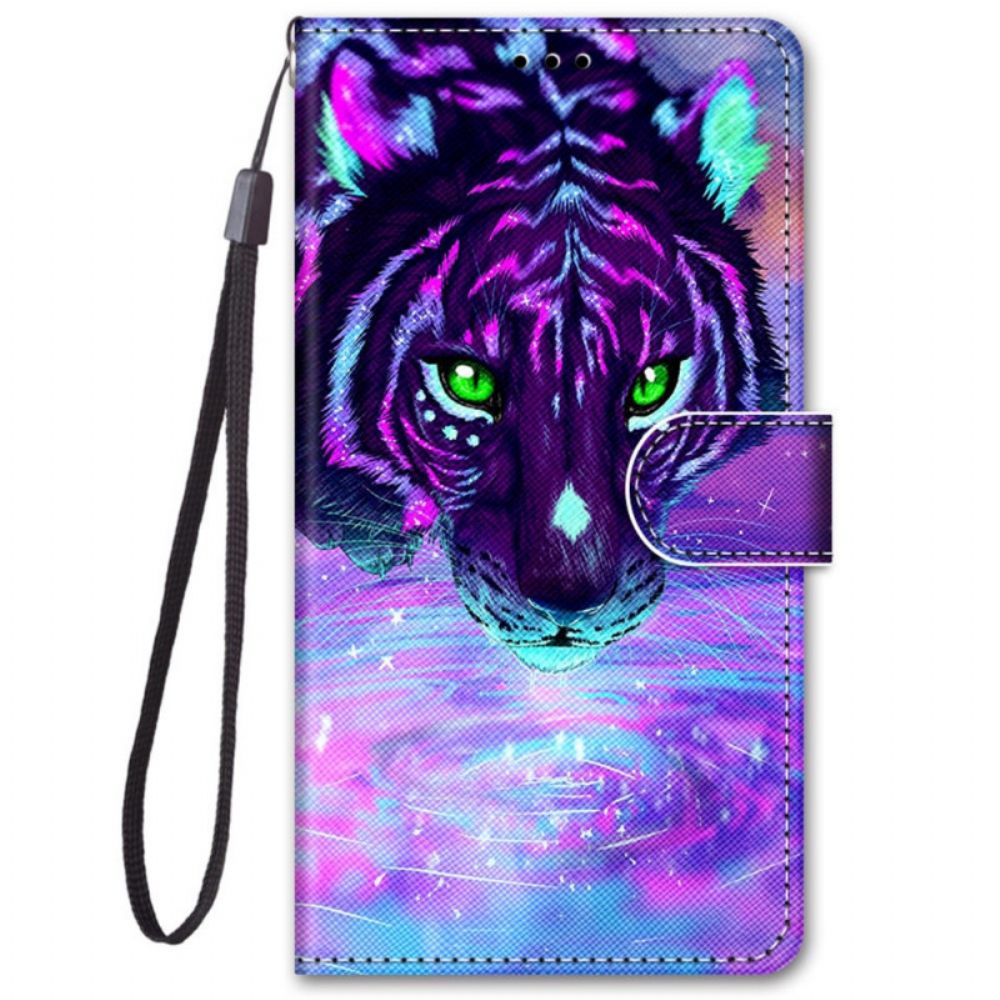 Folio-hoesje voor Samsung Galaxy M52 5G Glow In The Dark Tijger