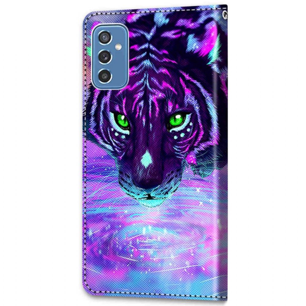 Folio-hoesje voor Samsung Galaxy M52 5G Glow In The Dark Tijger