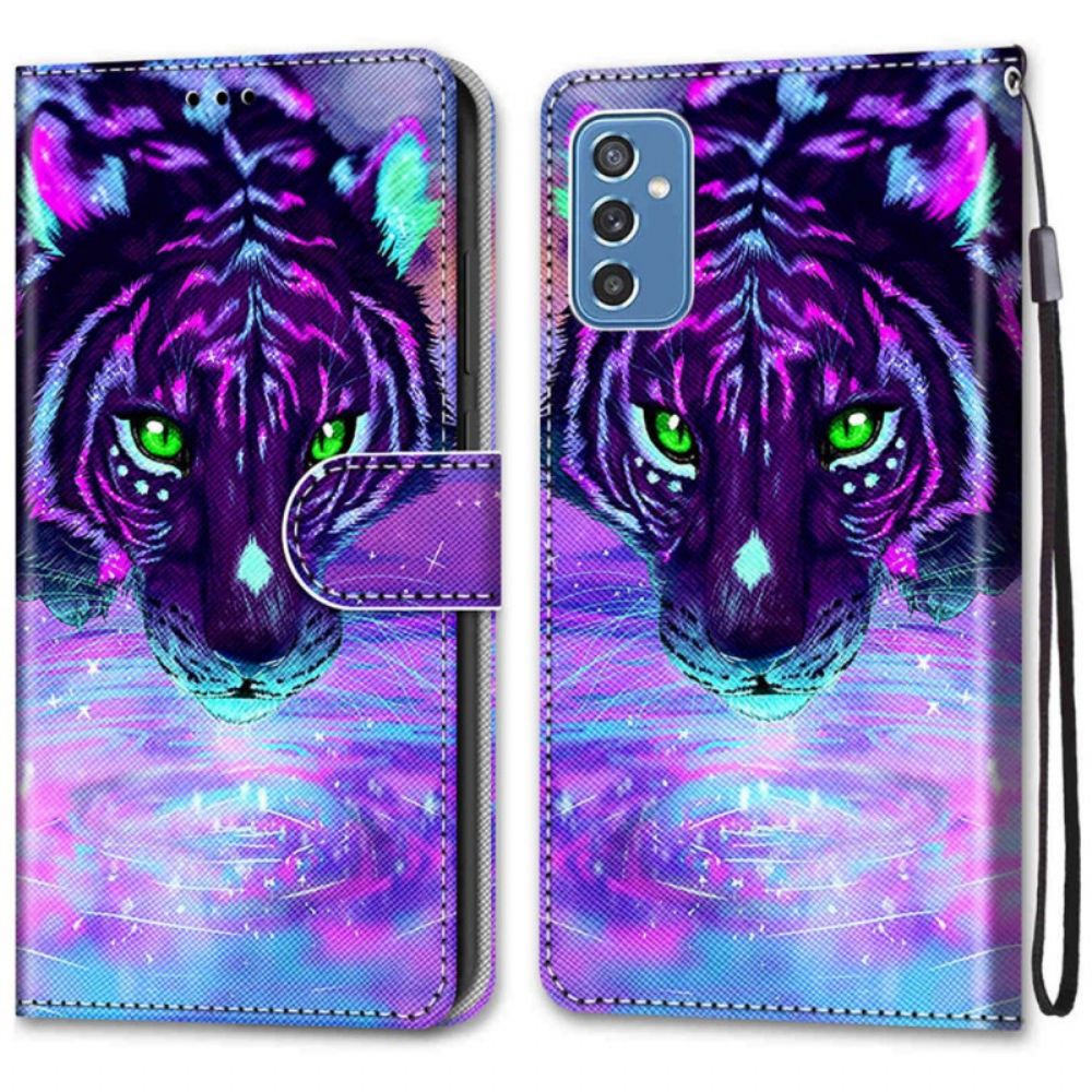 Folio-hoesje voor Samsung Galaxy M52 5G Glow In The Dark Tijger