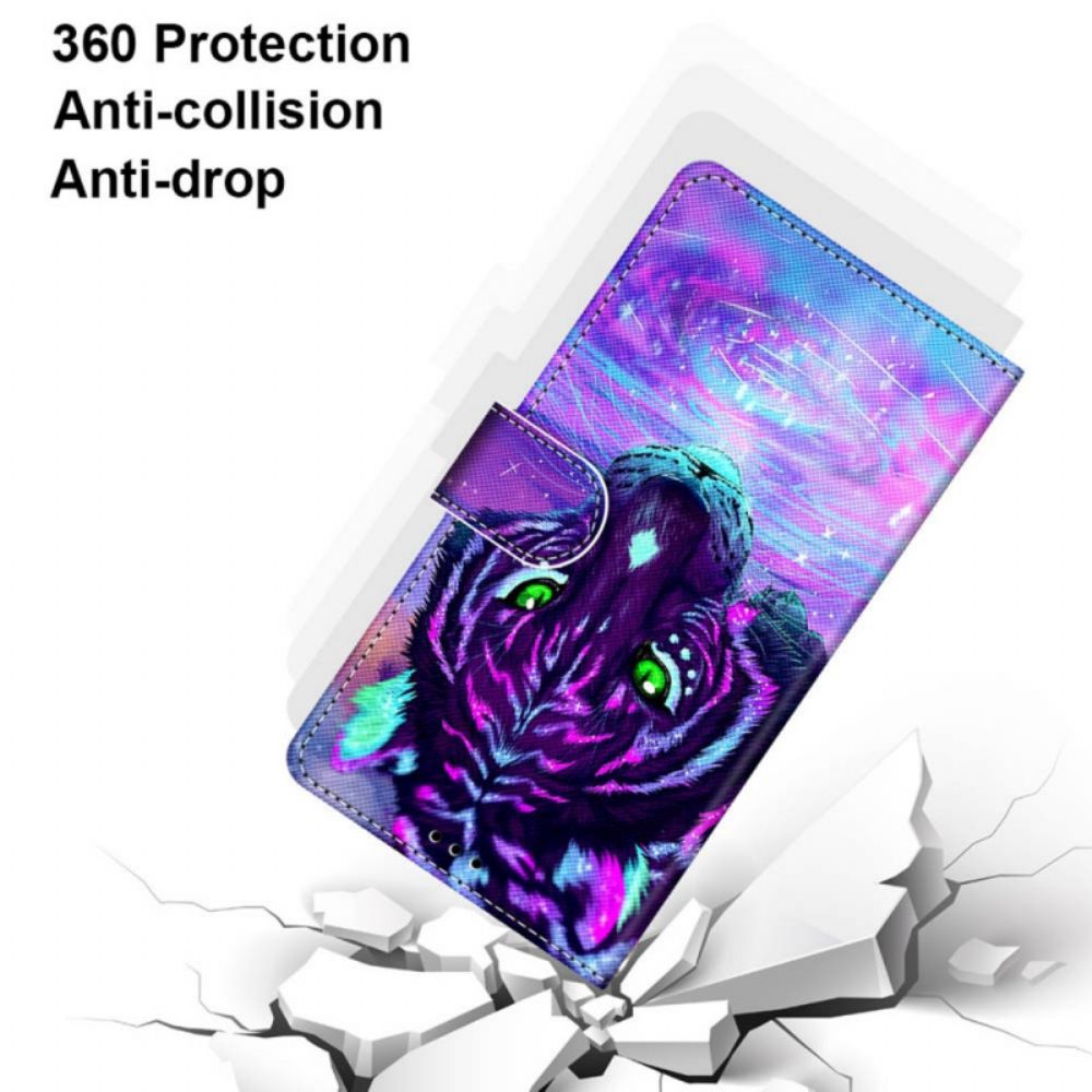 Folio-hoesje voor Samsung Galaxy M52 5G Glow In The Dark Tijger