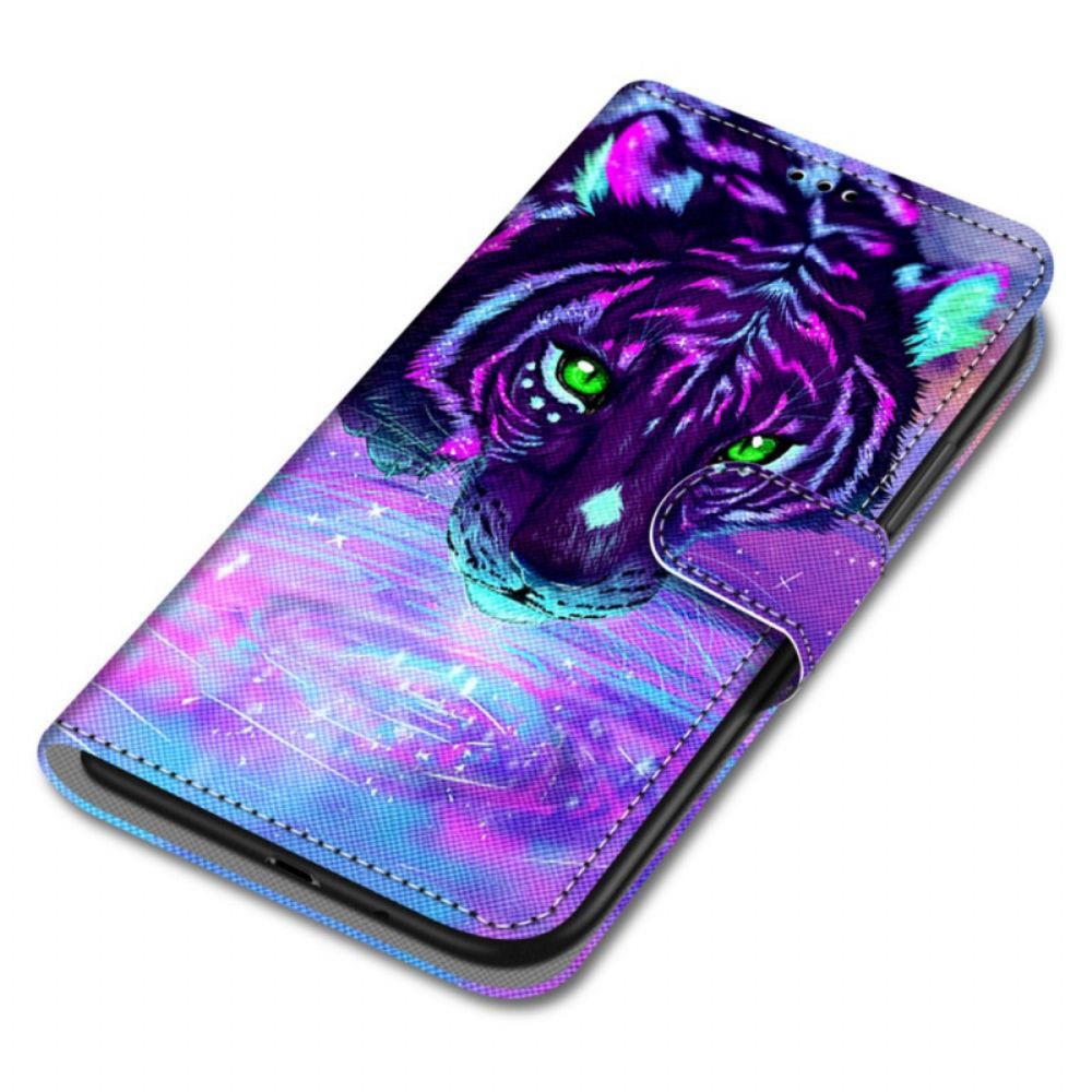 Folio-hoesje voor Samsung Galaxy M52 5G Glow In The Dark Tijger