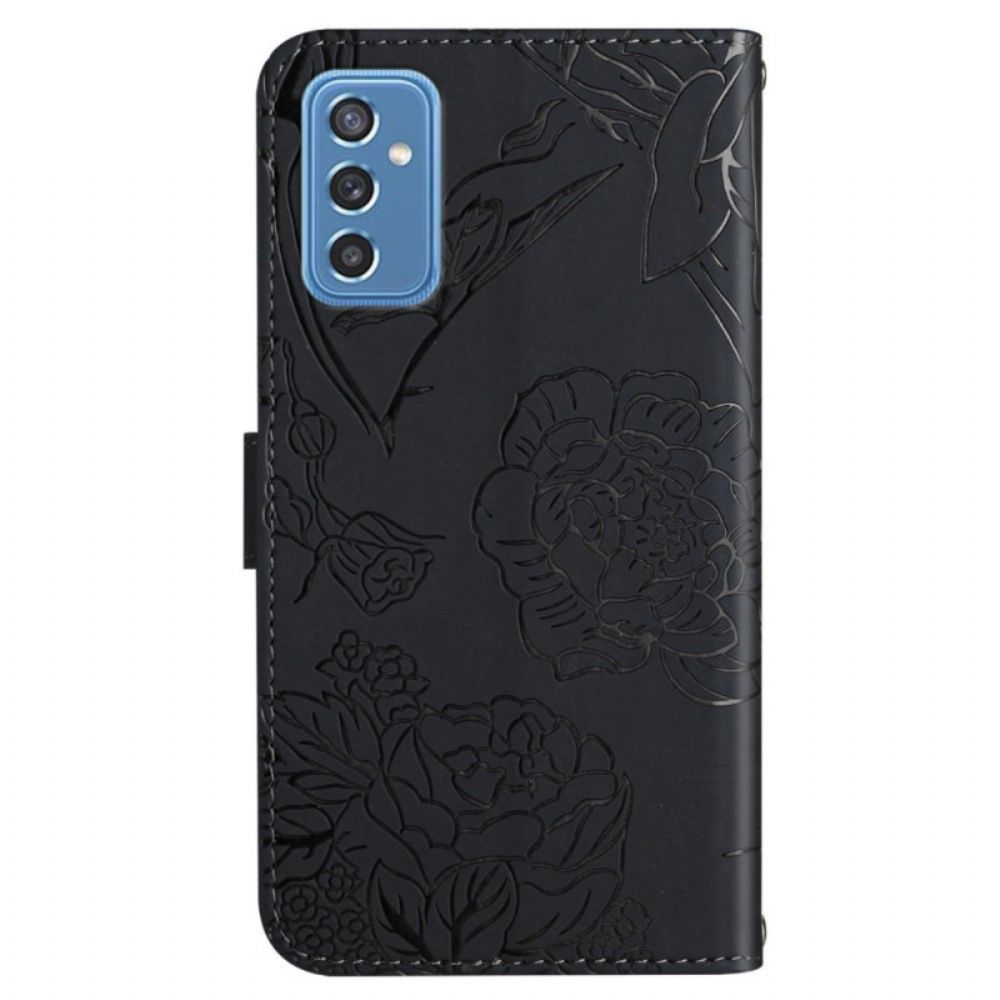 Folio-hoesje voor Samsung Galaxy M52 5G Met Ketting Bloemen Strappy Designs