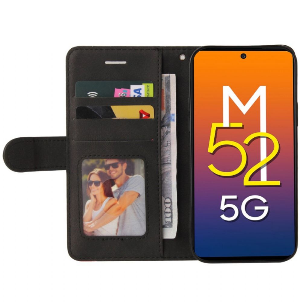 Folio-hoesje voor Samsung Galaxy M52 5G Met Ketting Inktlijn Strippen