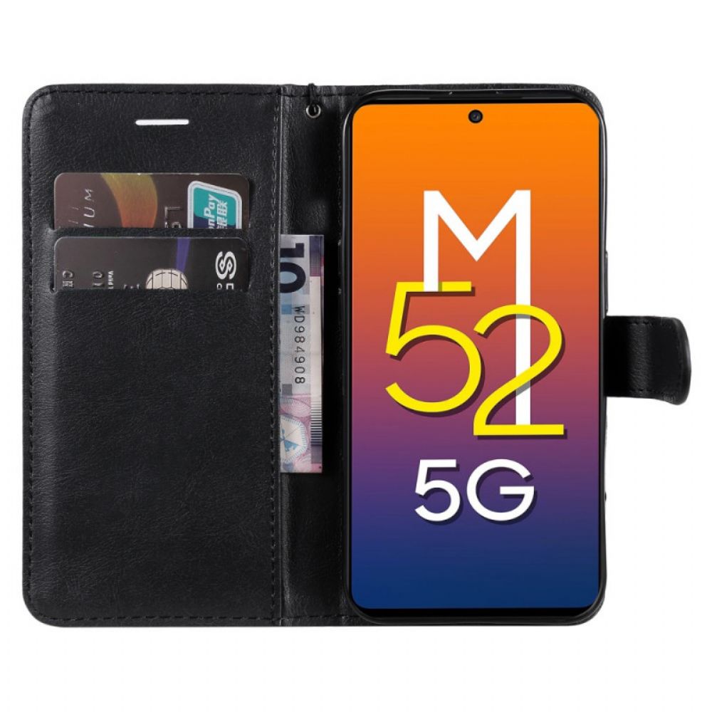 Folio-hoesje voor Samsung Galaxy M52 5G Met Ketting Mat Lederen Band