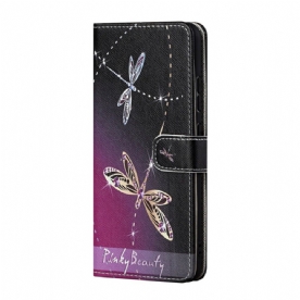 Folio-hoesje voor Samsung Galaxy M52 5G Met Ketting Thong Libellen