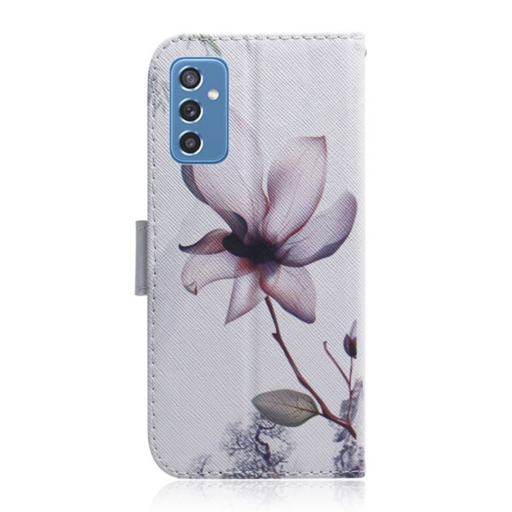 Folio-hoesje voor Samsung Galaxy M52 5G Paarse Bloem