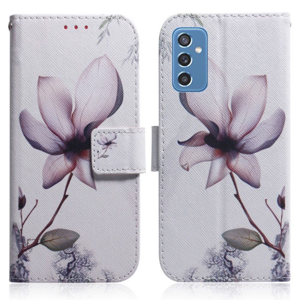 Folio-hoesje voor Samsung Galaxy M52 5G Paarse Bloem