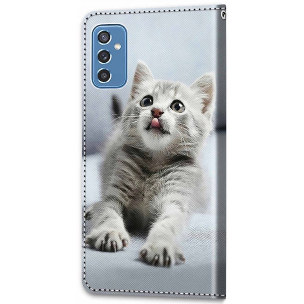 Folio-hoesje voor Samsung Galaxy M52 5G Verbaasd Katje