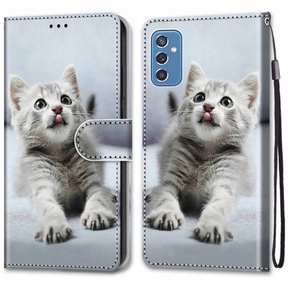 Folio-hoesje voor Samsung Galaxy M52 5G Verbaasd Katje