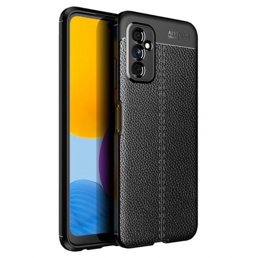 Hoesje voor Samsung Galaxy M52 5G Dubbele Lijn Litchi Leder Effect