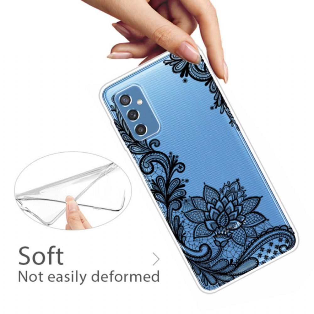 Hoesje voor Samsung Galaxy M52 5G Geborduurde Bloemen