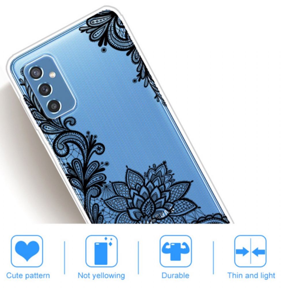 Hoesje voor Samsung Galaxy M52 5G Geborduurde Bloemen