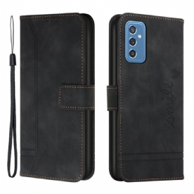 Leren Hoesje voor Samsung Galaxy M52 5G Glimlach Met Lanyard