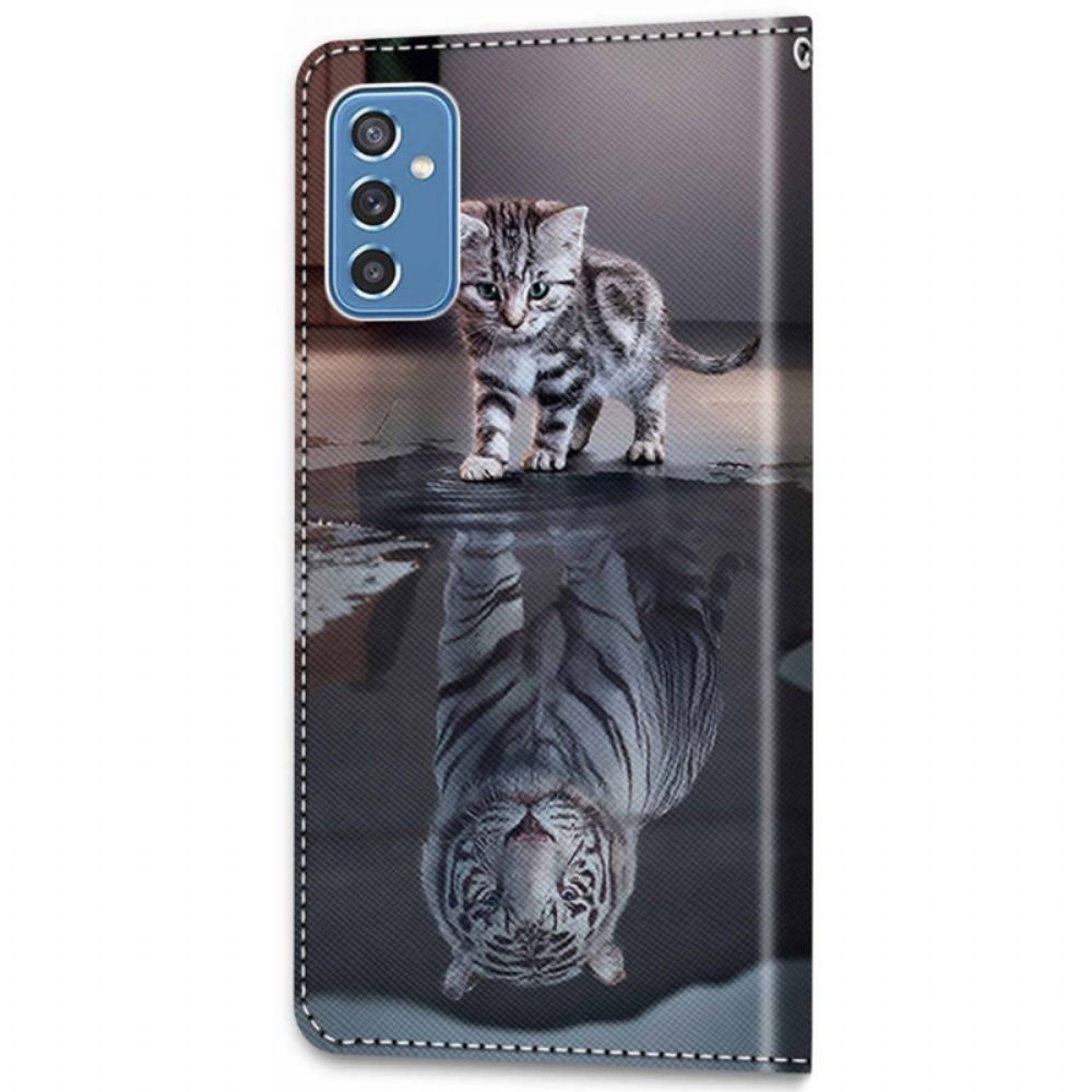 Leren Hoesje voor Samsung Galaxy M52 5G Katten Mijmering