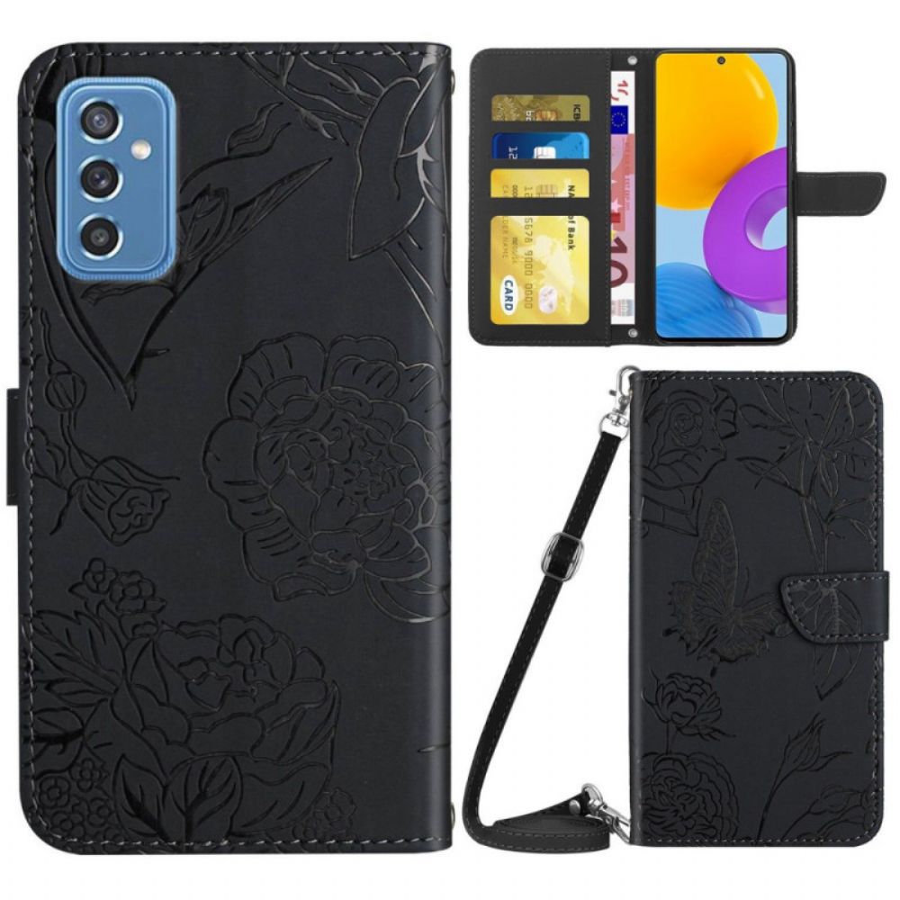 Leren Hoesje voor Samsung Galaxy M52 5G Rozenpatronen