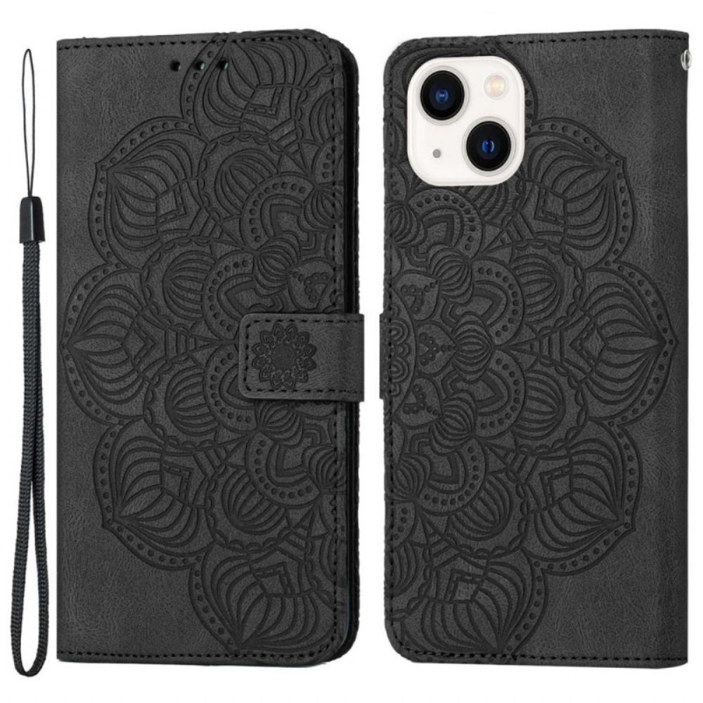 Flip Case voor iPhone 14 Met Ketting String Mandala