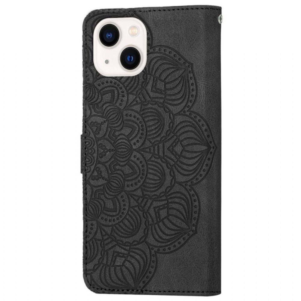 Flip Case voor iPhone 14 Met Ketting String Mandala