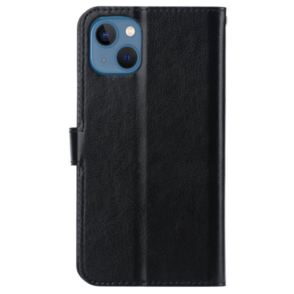 Flip Case voor iPhone 14 Retro Leereffect