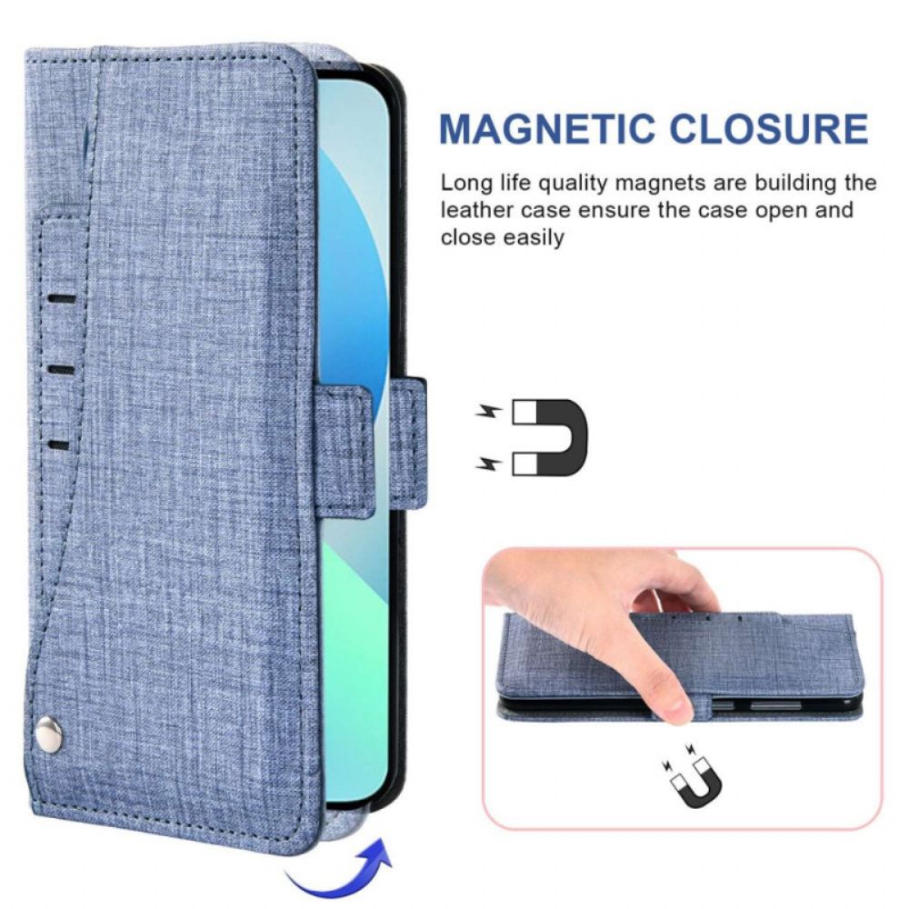 Folio-hoesje voor iPhone 14 Jeans Met Roterende Kaarthouder