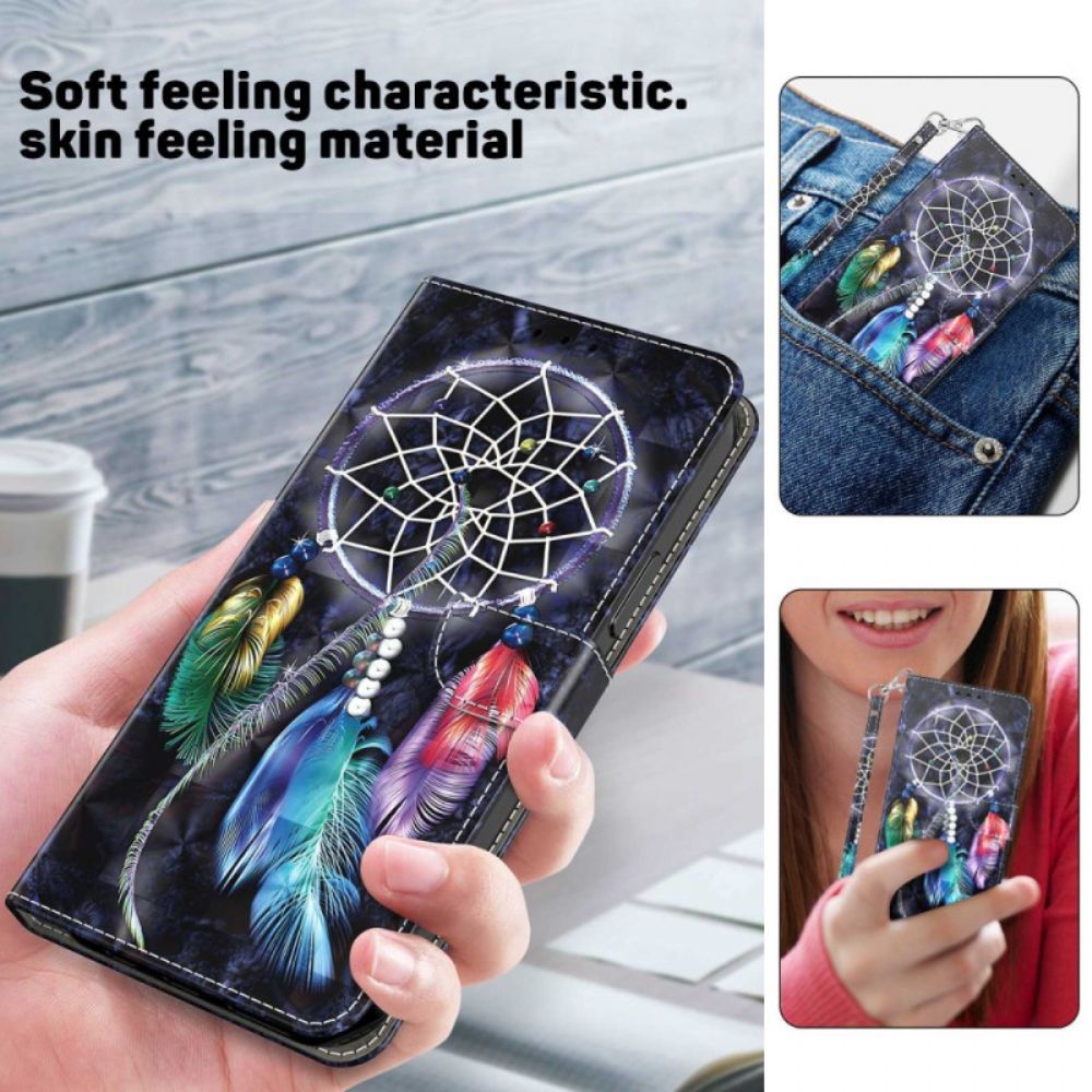 Folio-hoesje voor iPhone 14 Met Ketting Dromenvanger Met Riem