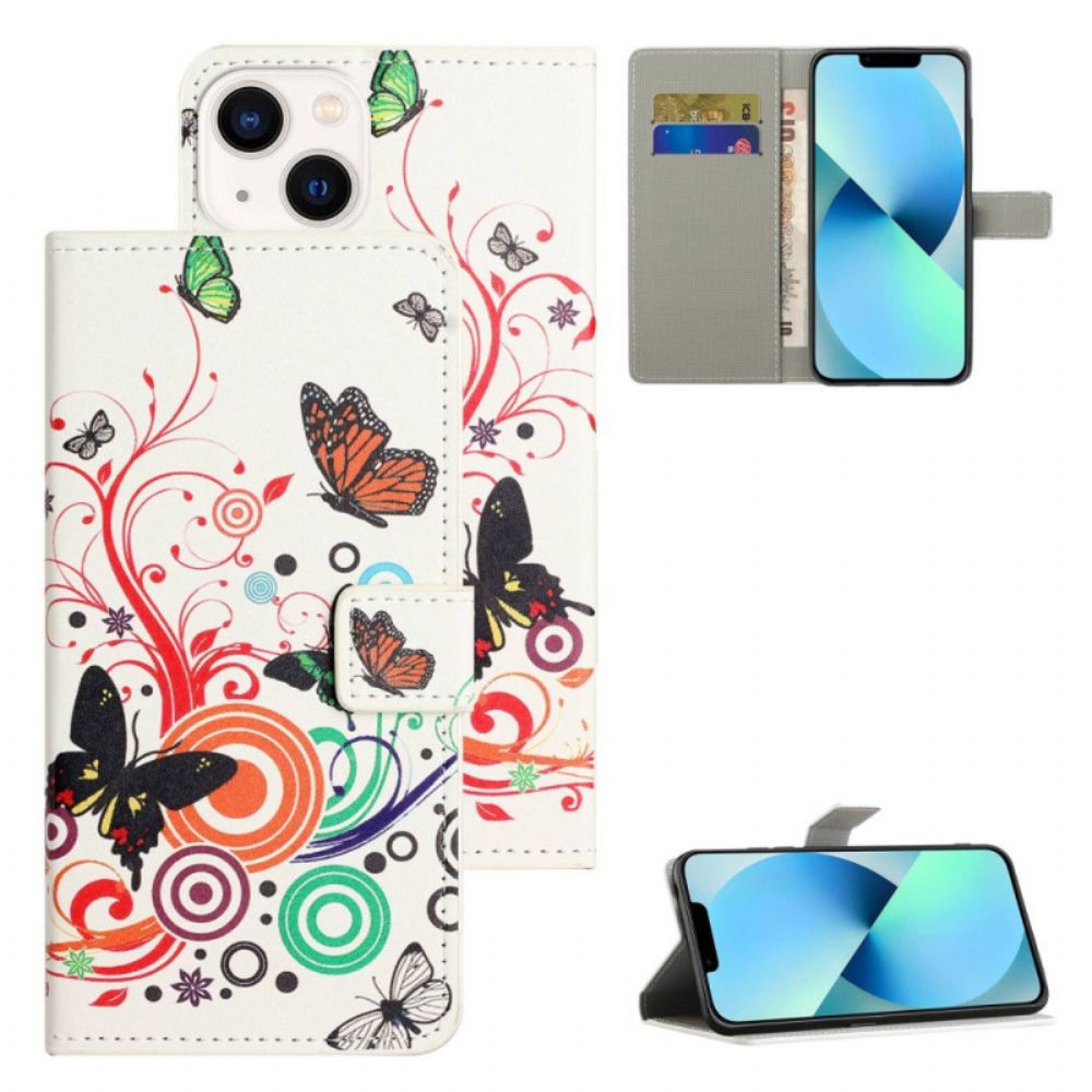 Folio-hoesje voor iPhone 14 Vlinders