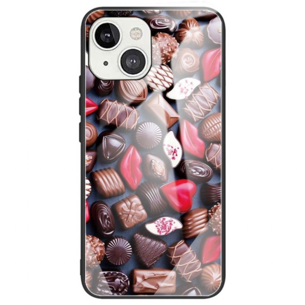 Hoesje voor iPhone 14 Chocolade Gehard Glas