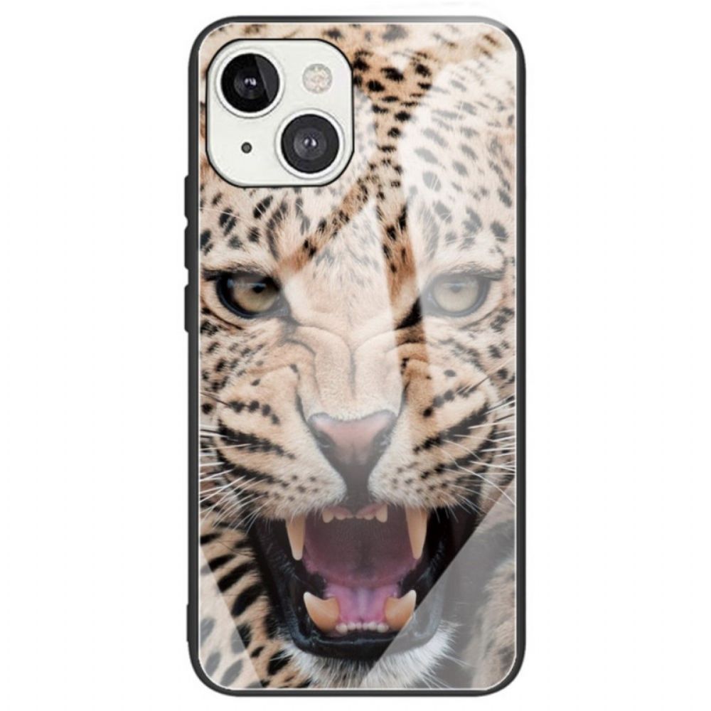 Hoesje voor iPhone 14 Luipaard Gehard Glas