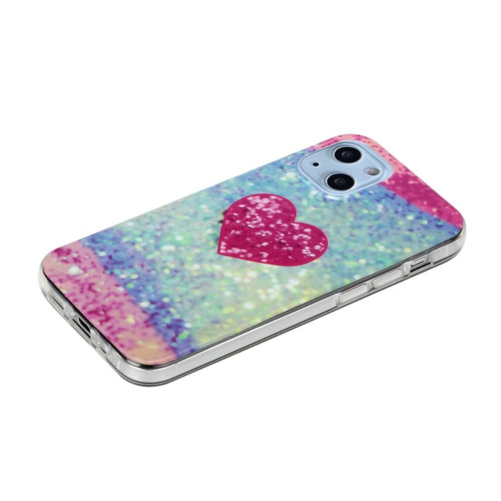 Hoesje voor iPhone 14 Pailletten Hart