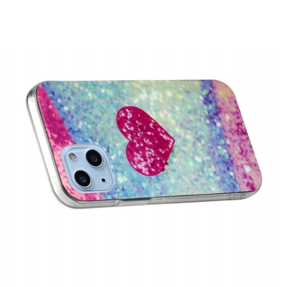 Hoesje voor iPhone 14 Pailletten Hart