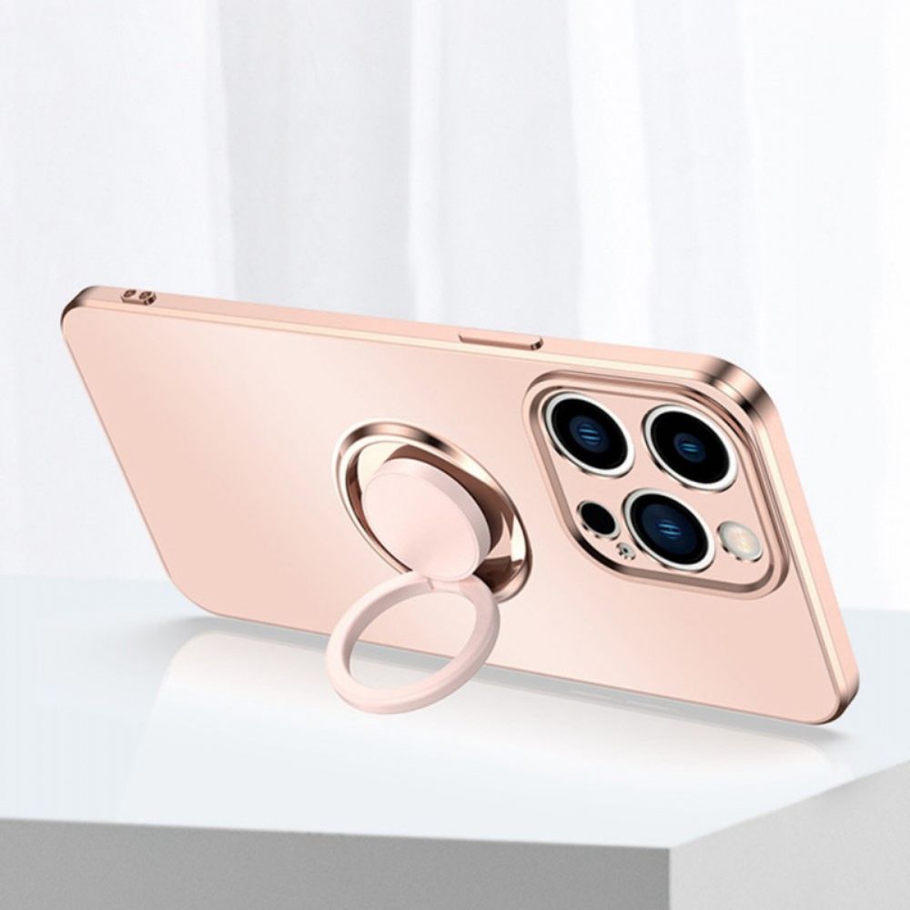 Hoesje voor iPhone 14 Ringbeugel In Metalen Stijl