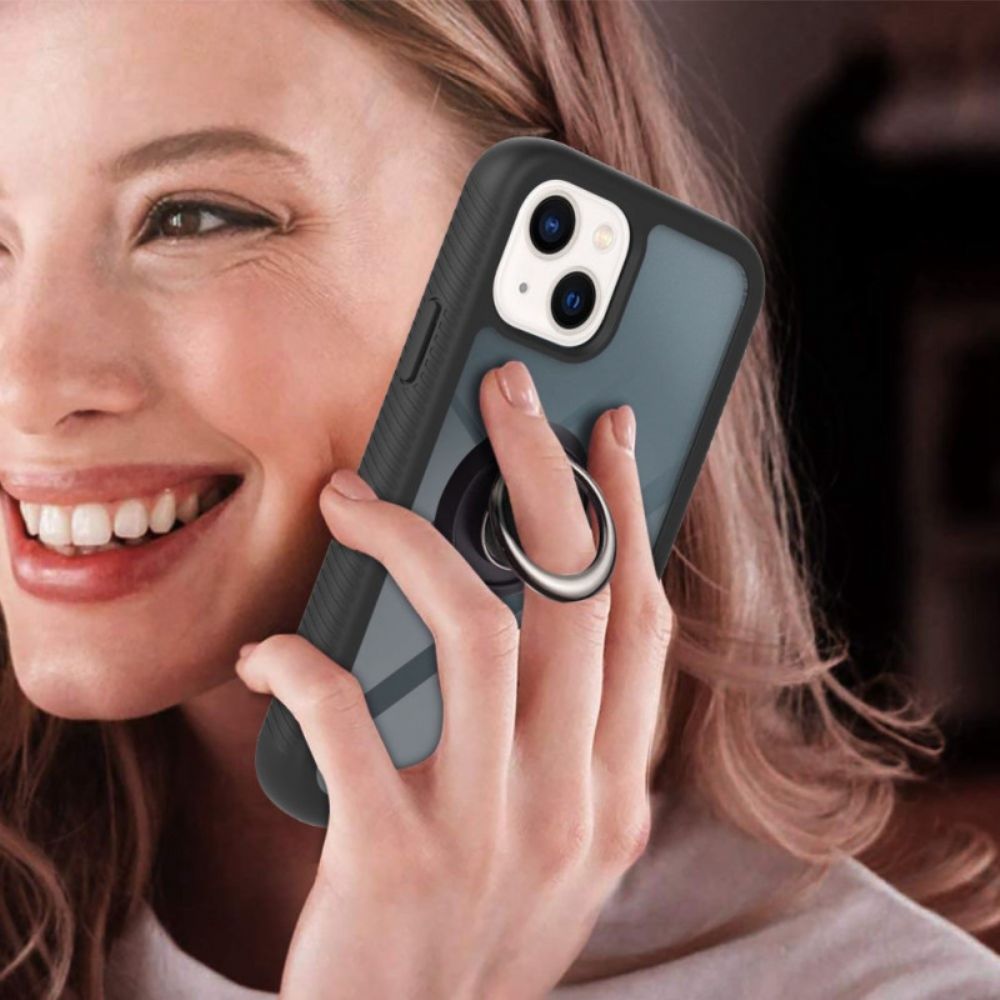 Hoesje voor iPhone 14 Transparant Met Ring-support