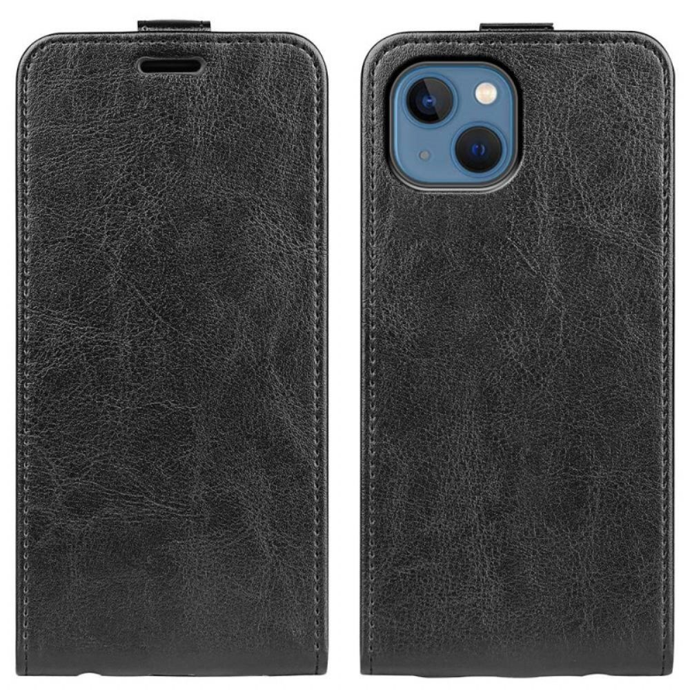 Leren Hoesje voor iPhone 14 Folio-hoesje Verticale Flap Leereffect