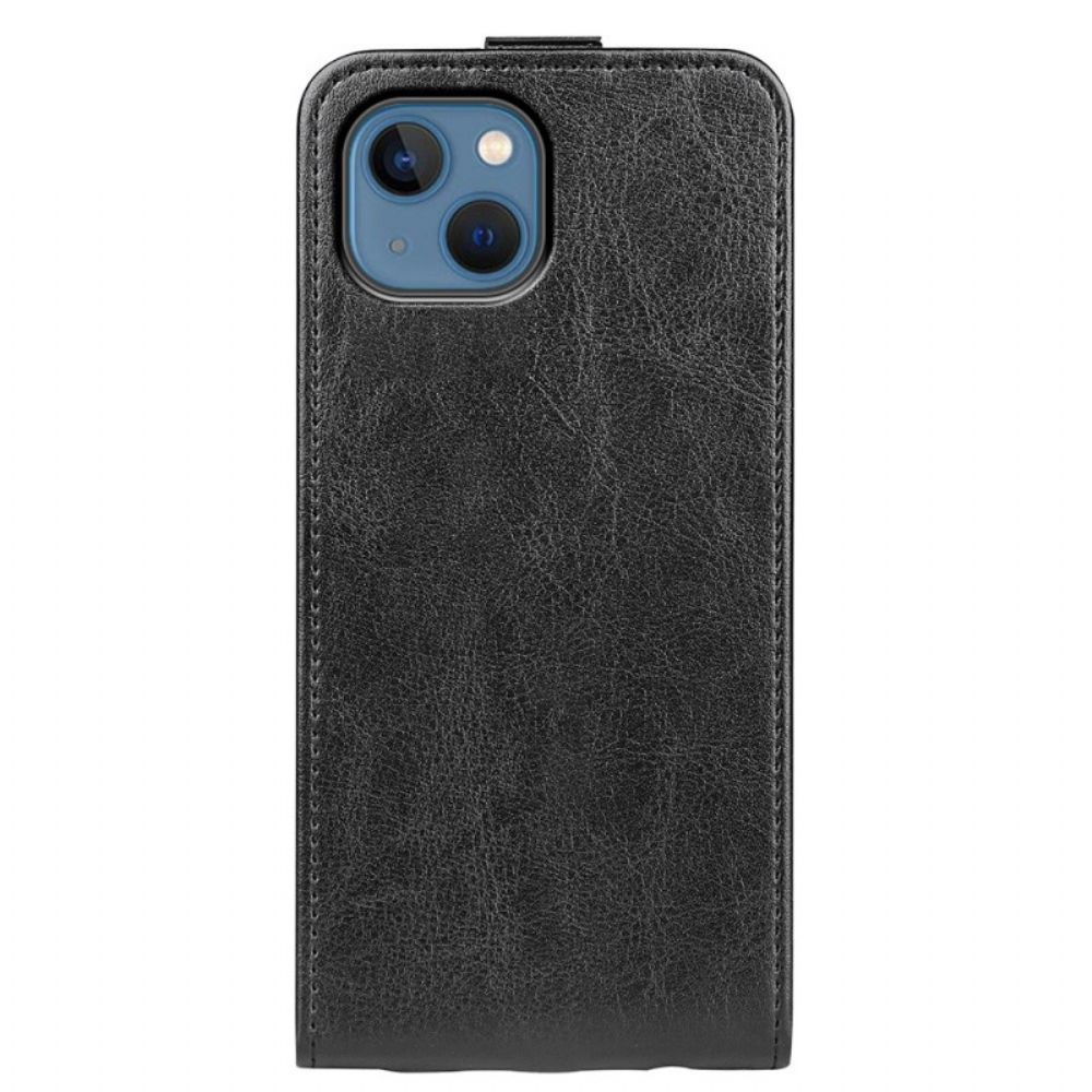 Leren Hoesje voor iPhone 14 Folio-hoesje Verticale Flap Leereffect