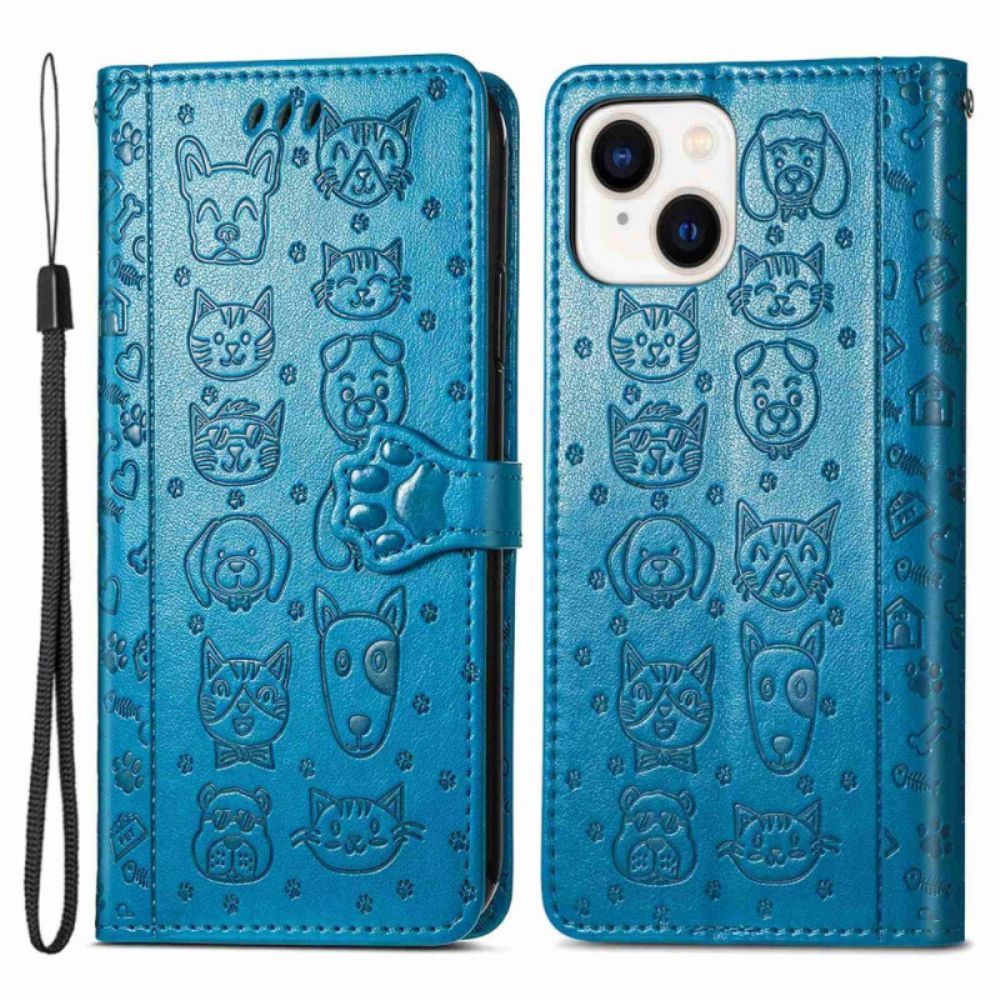 Leren Hoesje voor iPhone 14 Geanimeerde Dieren