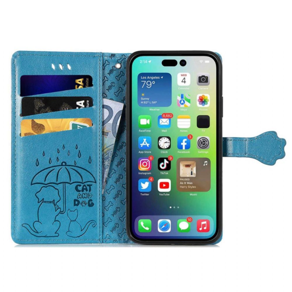 Leren Hoesje voor iPhone 14 Geanimeerde Dieren