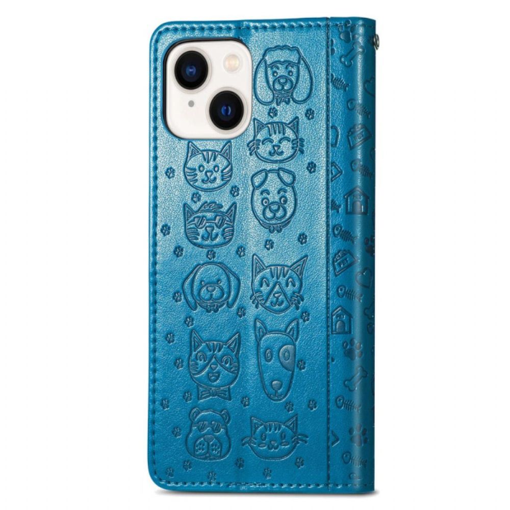 Leren Hoesje voor iPhone 14 Geanimeerde Dieren