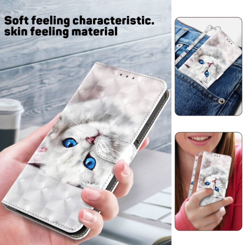 Leren Hoesje voor iPhone 14 Met Ketting Alleen Strappy Cats