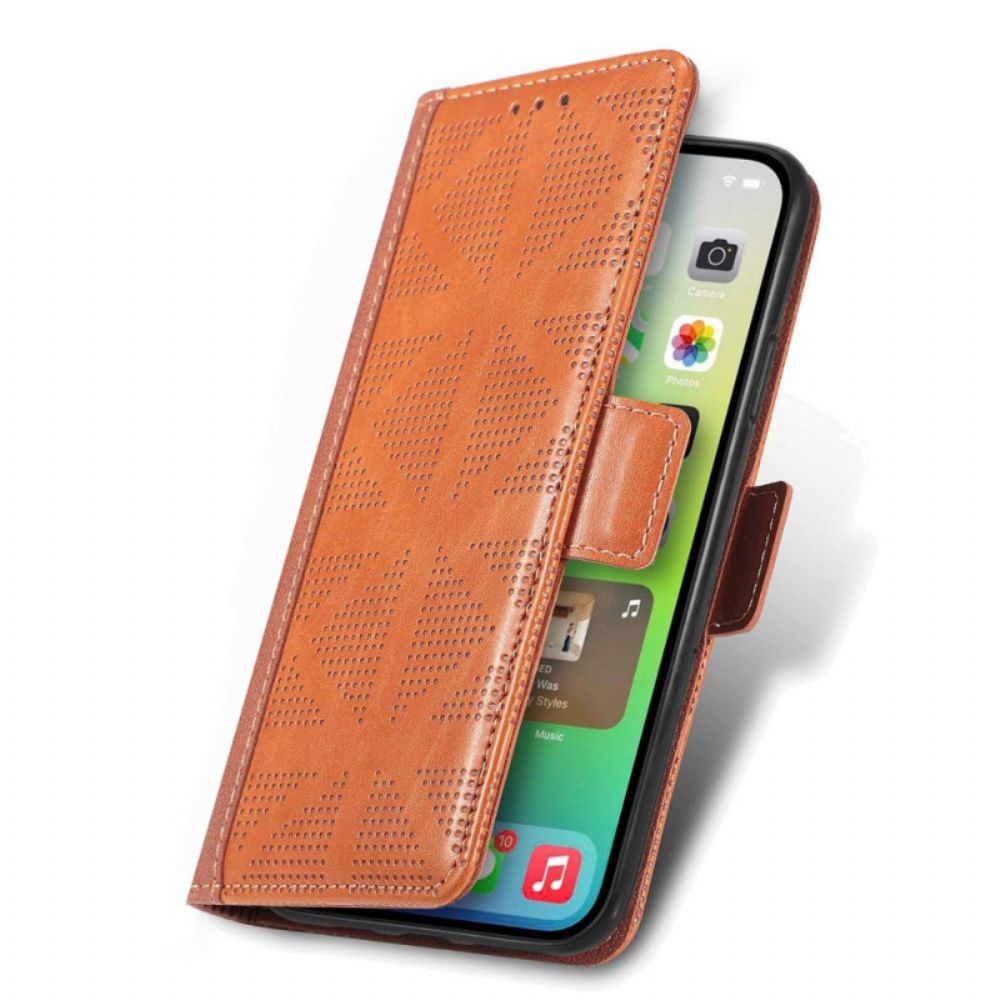 Leren Hoesje voor iPhone 14 Retro Lederen Stijl