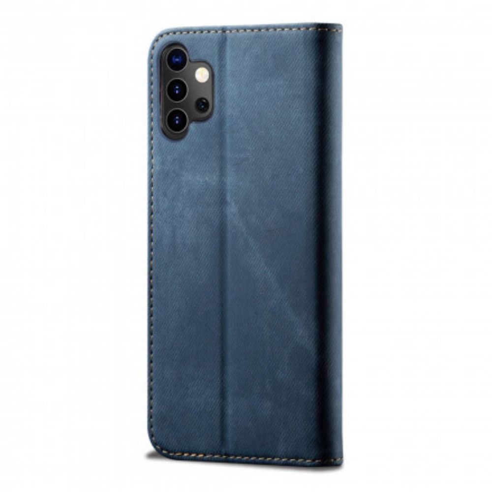 Bescherming Hoesje voor Samsung Galaxy A32 5G Folio-hoesje Denim Stof