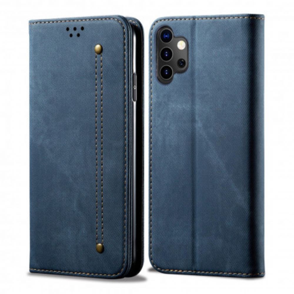 Bescherming Hoesje voor Samsung Galaxy A32 5G Folio-hoesje Denim Stof