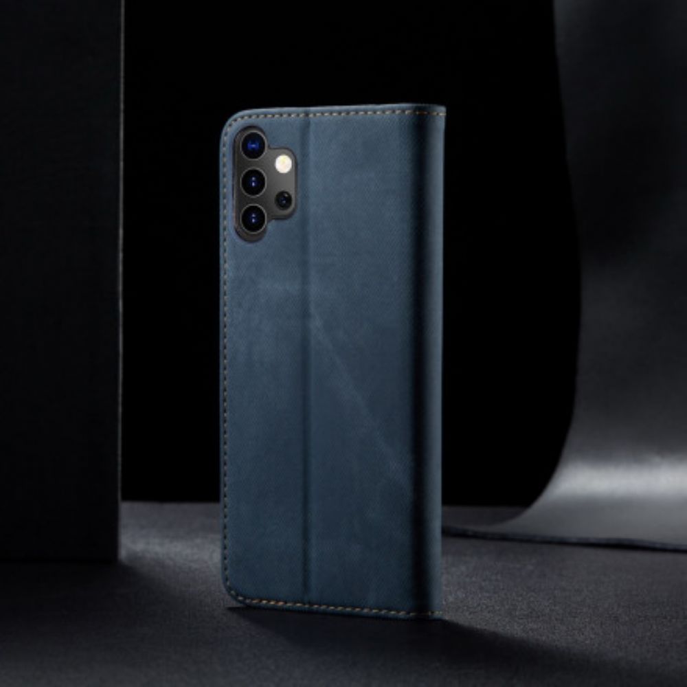 Bescherming Hoesje voor Samsung Galaxy A32 5G Folio-hoesje Denim Stof