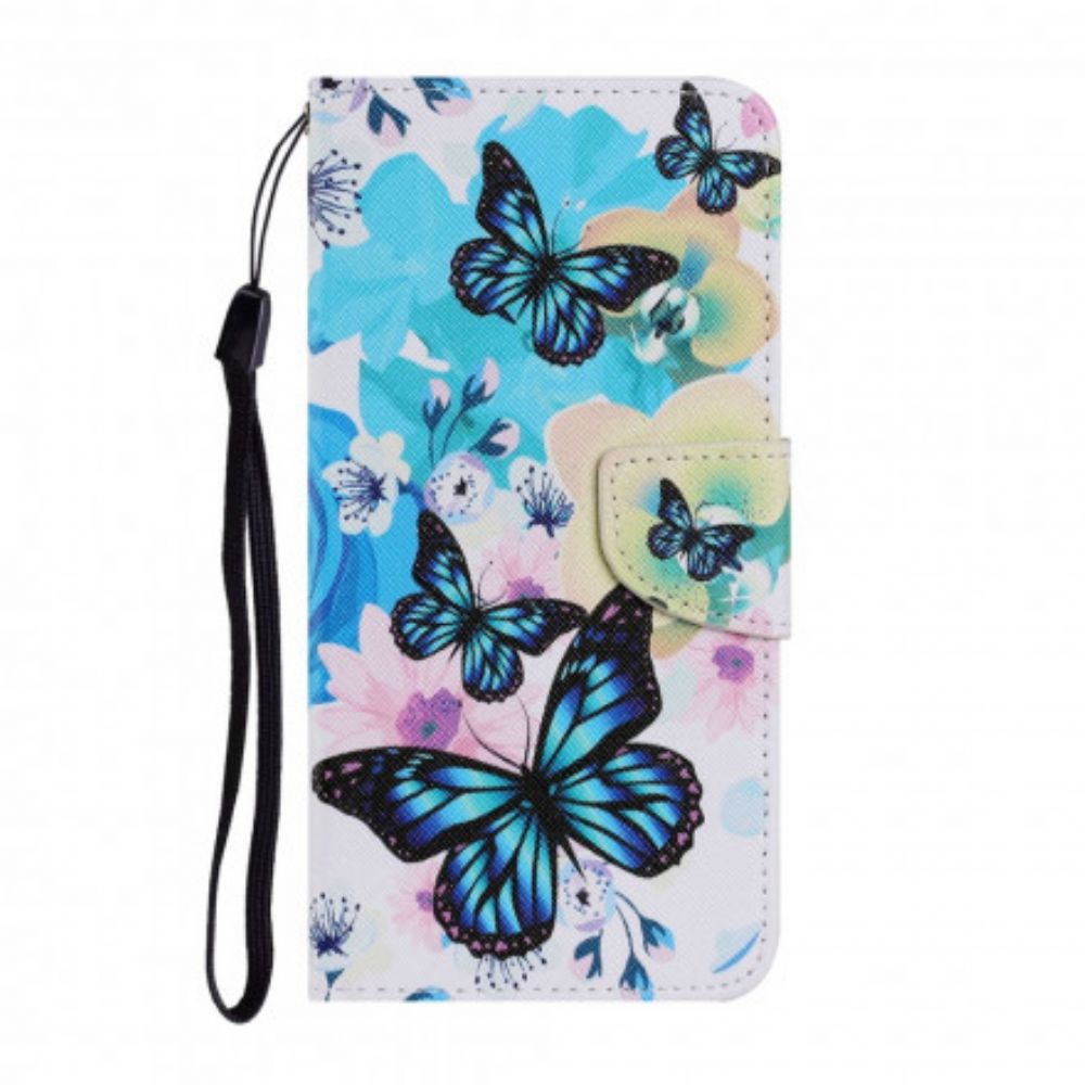 Flip Case voor Samsung Galaxy A32 5G Vlinders En Zomerbloemen