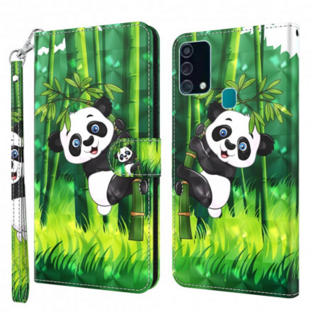 Folio-hoesje voor Samsung Galaxy A32 5G Lichtvlek Panda En Bamboe