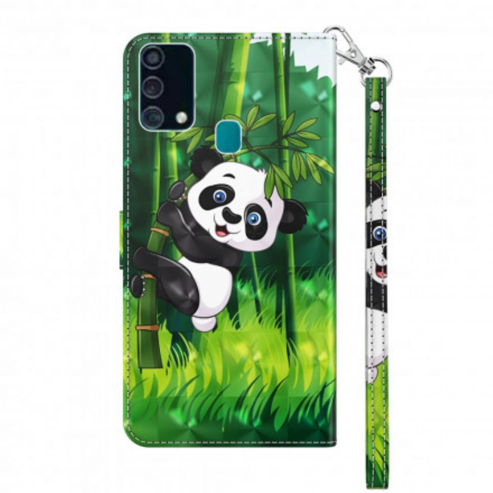 Folio-hoesje voor Samsung Galaxy A32 5G Lichtvlek Panda En Bamboe