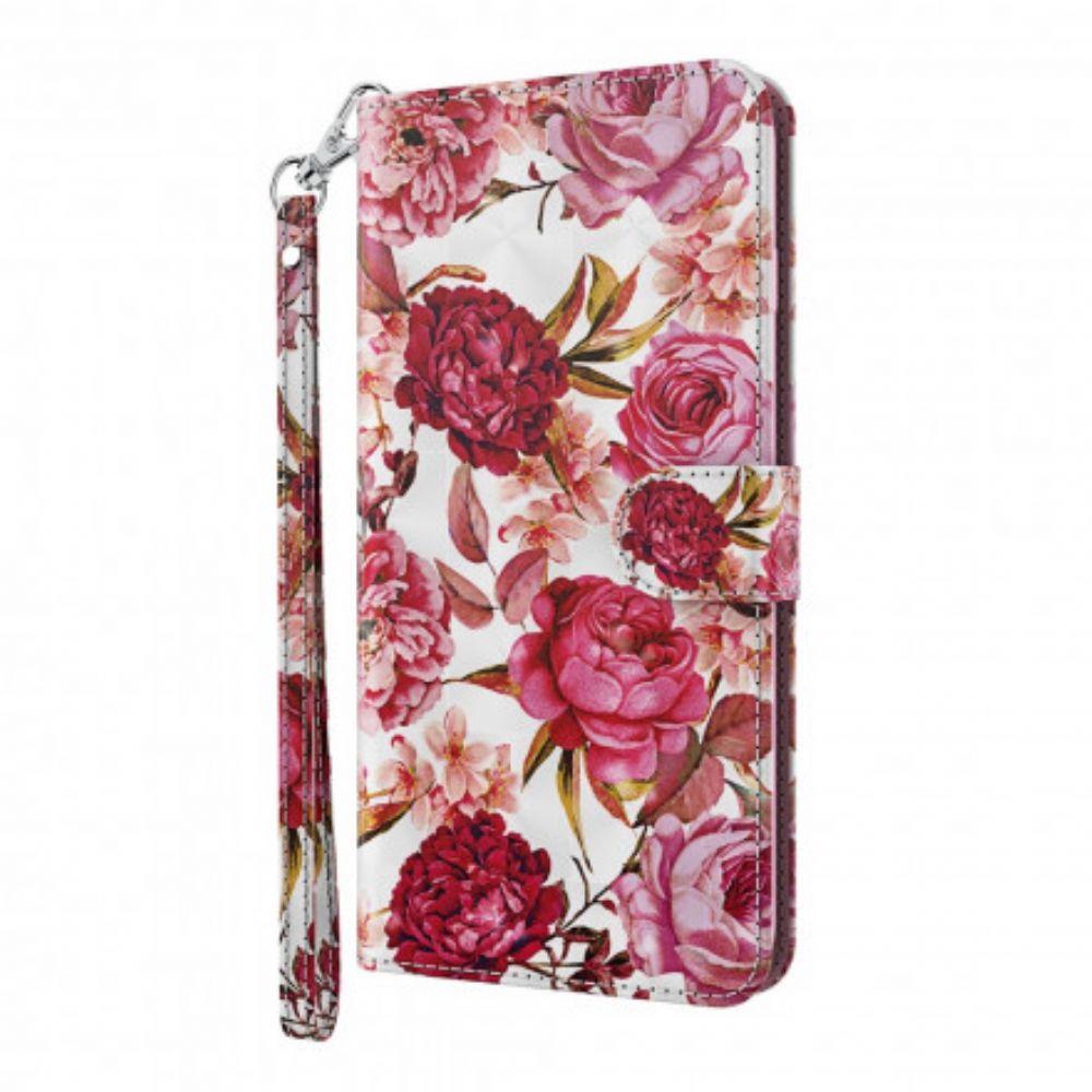 Folio-hoesje voor Samsung Galaxy A32 5G Lichtvlek Rozen Met Lanyard