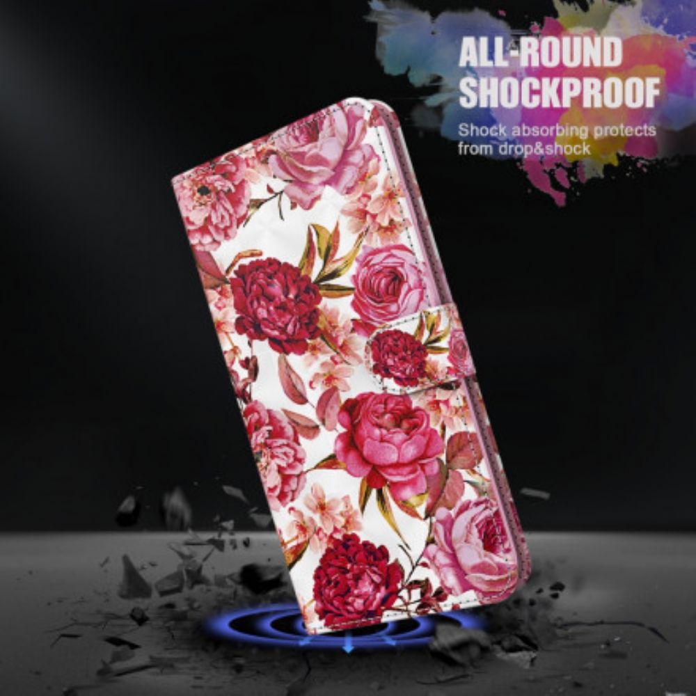 Folio-hoesje voor Samsung Galaxy A32 5G Lichtvlek Rozen Met Lanyard